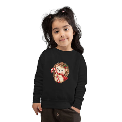 Toddler Sweatshirt - Cute Christmas Hedgehog with Candy Cane