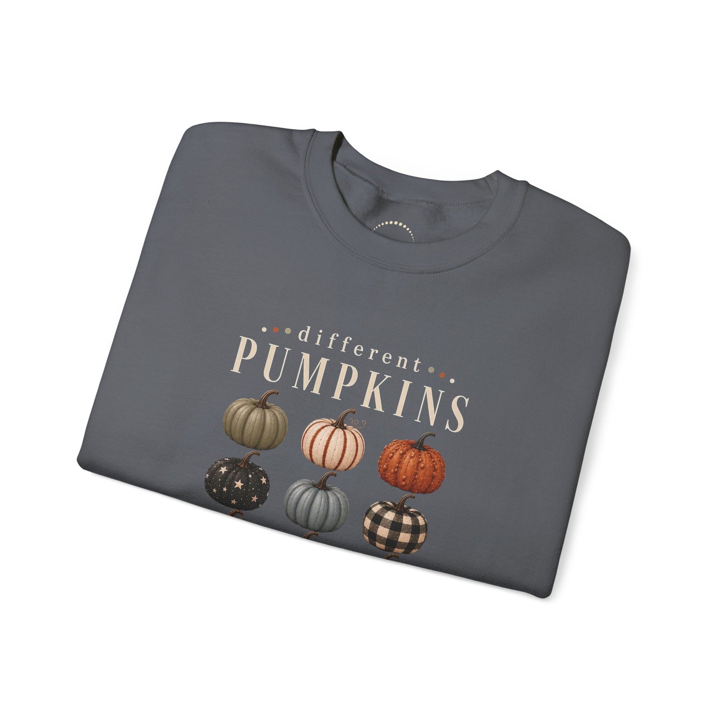 Crewneck Sweatshirt — 'Different Pumpkins, Same Patch' Fall Graphic Pullover