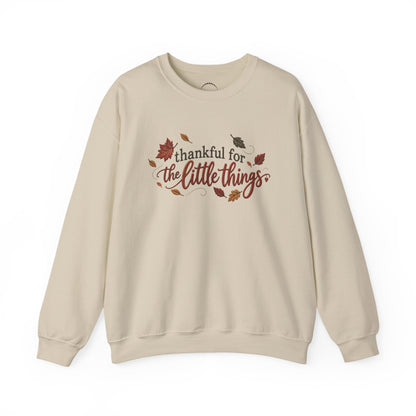 "Thankful For The Little Things" - Faux Embroidery Sensory Friendly Sweatshirt