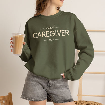Caregiver Crewneck Sweatshirt — "Special Caregiver 24/7" Comfort Pullover