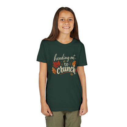 Youth Tee - 'Heading Out to Crunch' Fall Leaves Autumn Kids Shirt