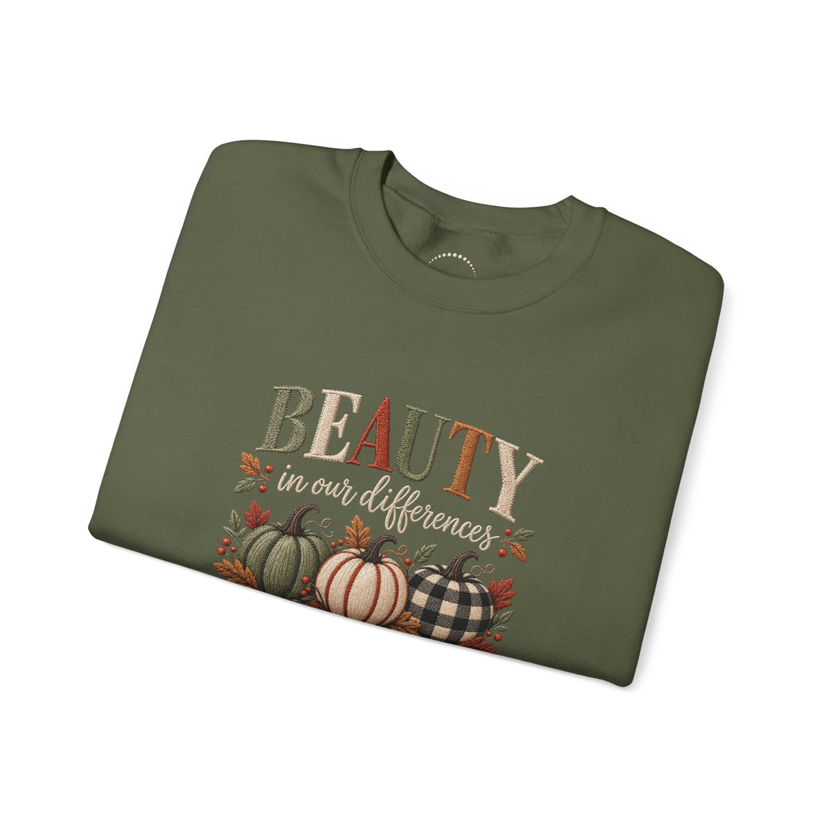 "Beauty in Our Differences" - Cozy Faux-Embroidery Autumn Sweatshirt