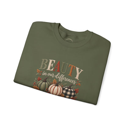 "Beauty in Our Differences" - Cozy Faux-Embroidery Autumn Sweatshirt