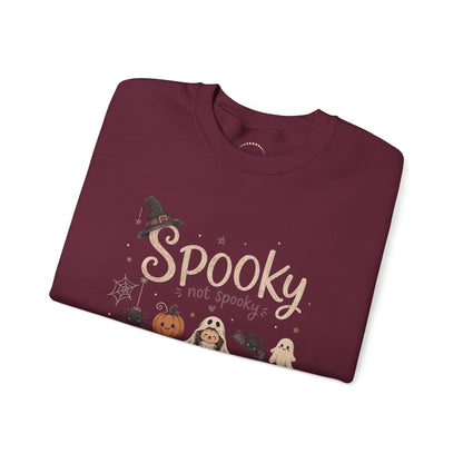Spooky (Not Spooky) Halloween Crewneck Sweatshirt — Cute Ghosts & Pumpkin Graphic