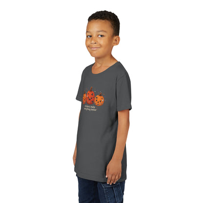 Youth Halloween Pumpkin Trio Tee - Stickers Make Everything Better