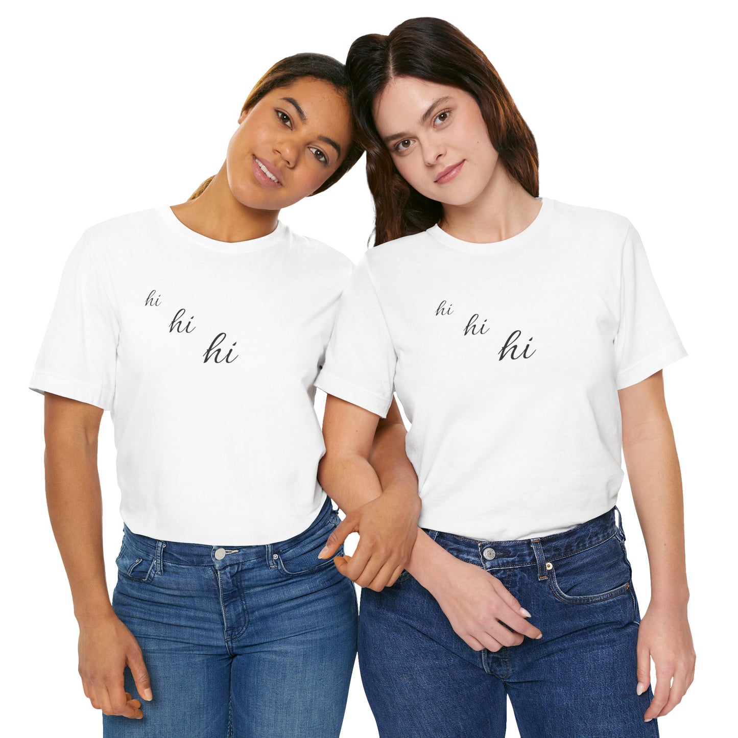 Minimalist "hi hi hi" Script Top Tee - Life Echoes On