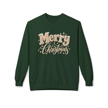Merry Christmas Faux-Embroidery -  Midweight Crewneck Sweatshirt, S - 4XL
