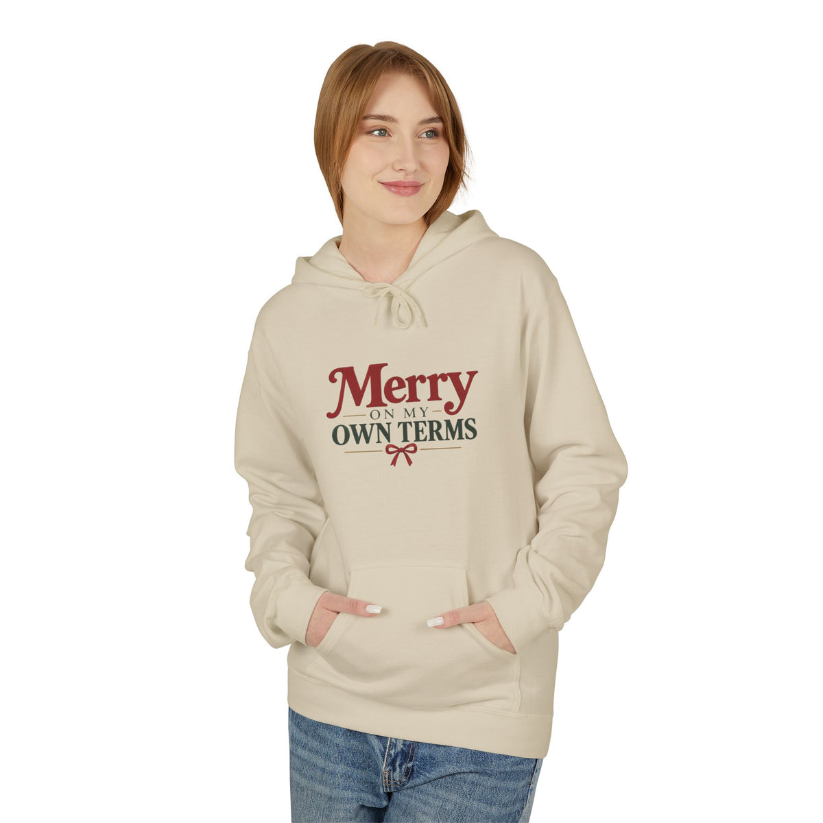 Merry on My Own Terms - Christmas Midweight Fleece Hoodie