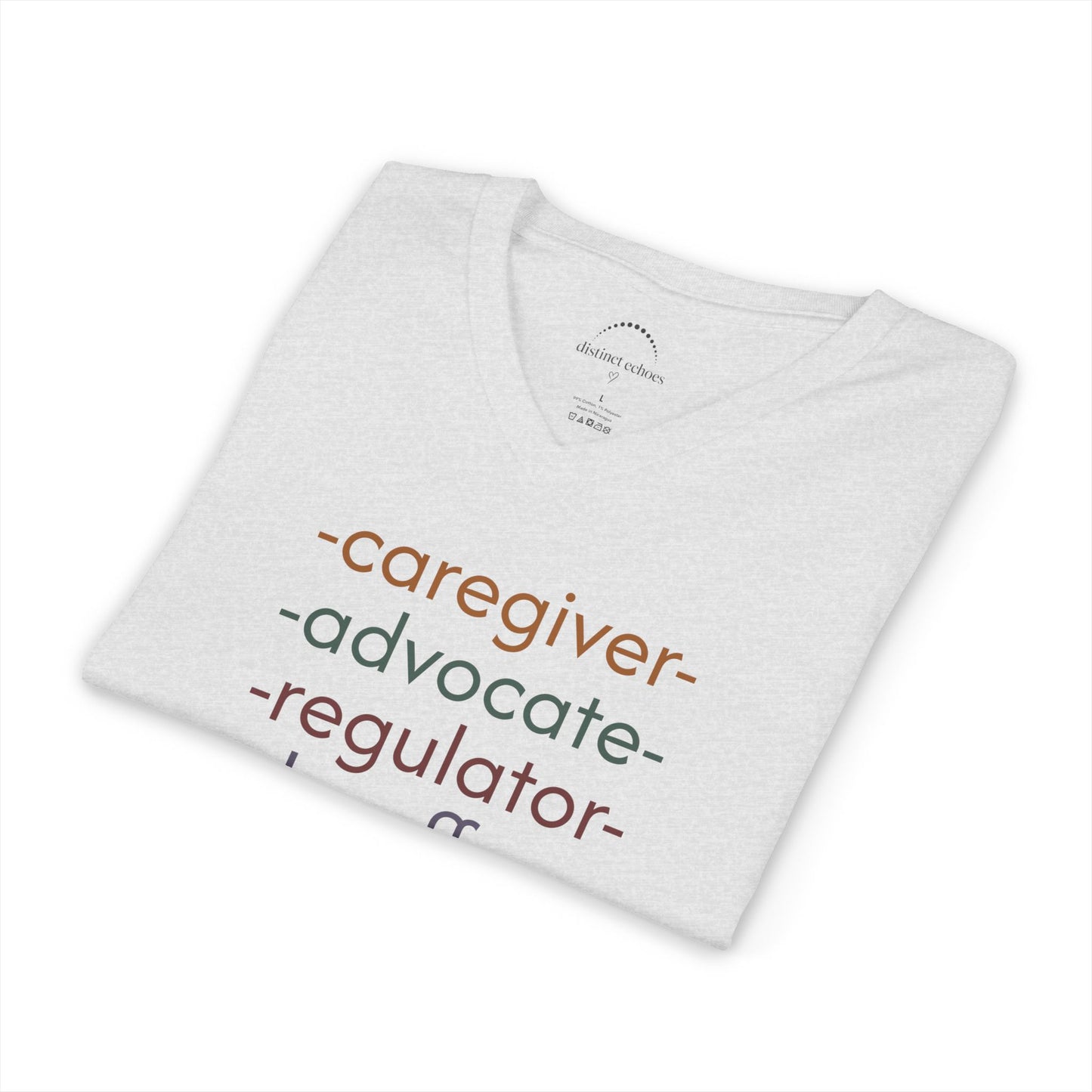Caregiver Roles Checklist V-Neck Tee — Fun Caregiver Appreciation Shirt