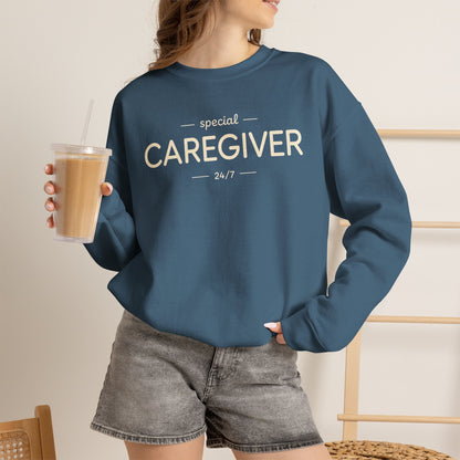 Caregiver Crewneck Sweatshirt — "Special Caregiver 24/7" Comfort Pullover