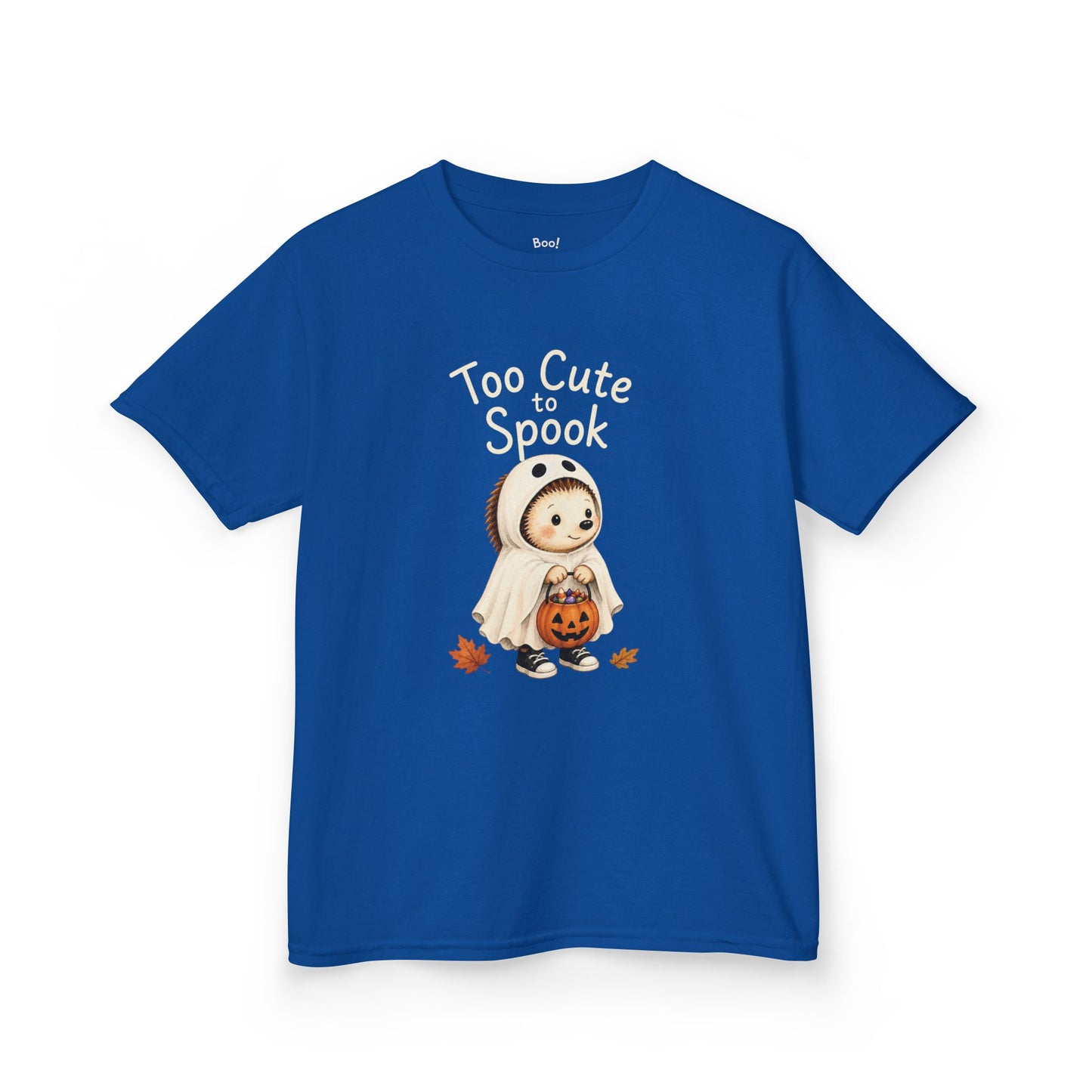 Kids T-Shirt— "Too Cute to Spook" Halloween Ghost