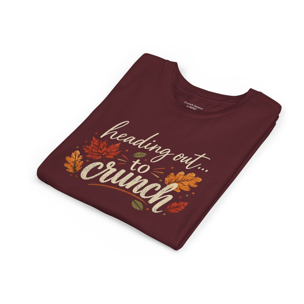 Youth Tee - 'Heading Out to Crunch' Fall Leaves Autumn Kids Shirt