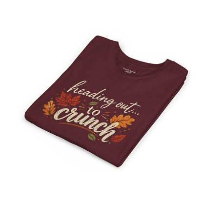 Youth Tee - 'Heading Out to Crunch' Fall Leaves Autumn Kids Shirt