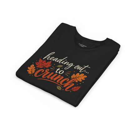 Youth Tee - 'Heading Out to Crunch' Fall Leaves Autumn Kids Shirt