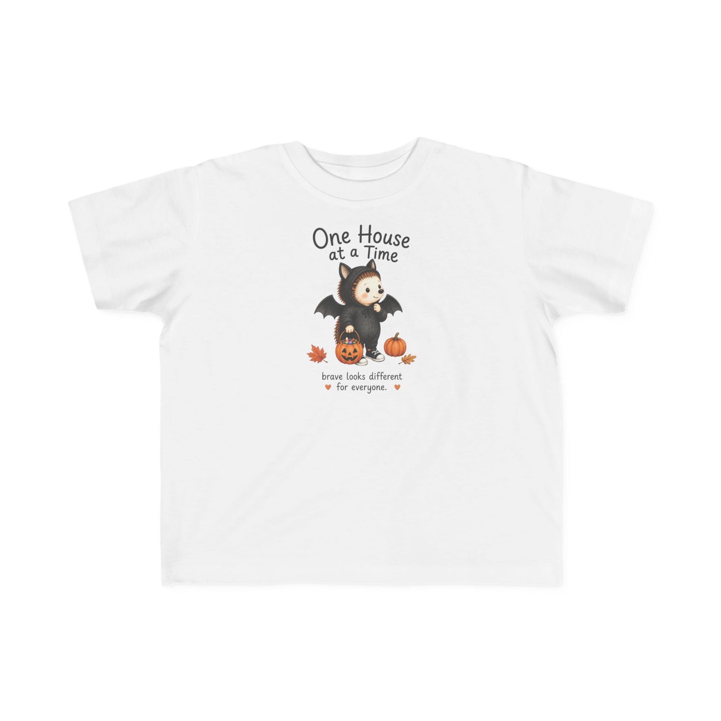 Toddler Tee — "One House at a Time" Cute Bat Halloween Shirt