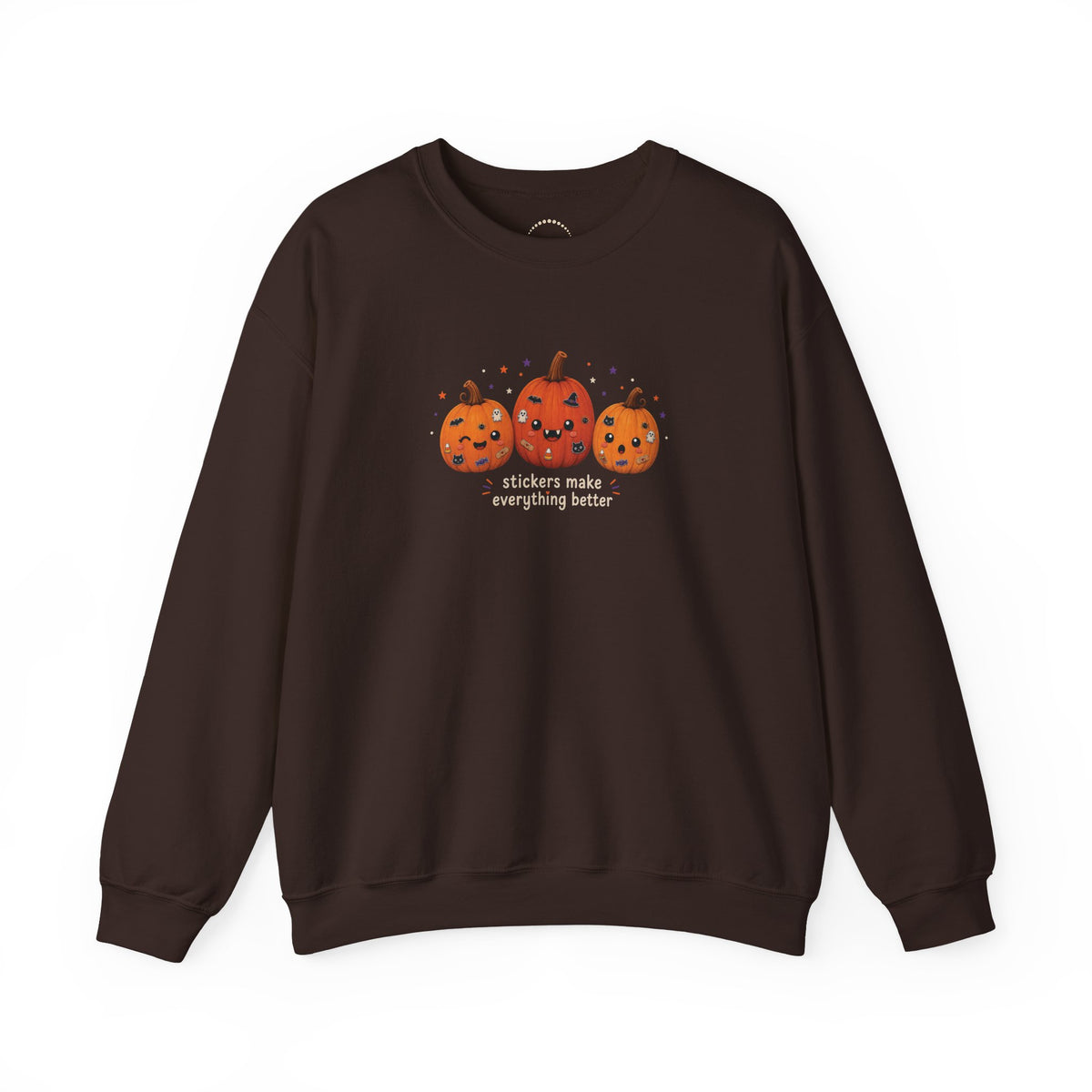 Pumpkin Trio Sweatshirt - 'Stickers Make Everything Better' Halloween Fun