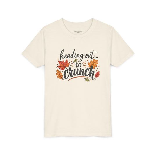 Youth Tee - 'Heading Out to Crunch' Fall Leaves Autumn Kids Shirt