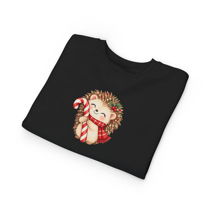 Toddler Sweatshirt - Cute Christmas Hedgehog with Candy Cane