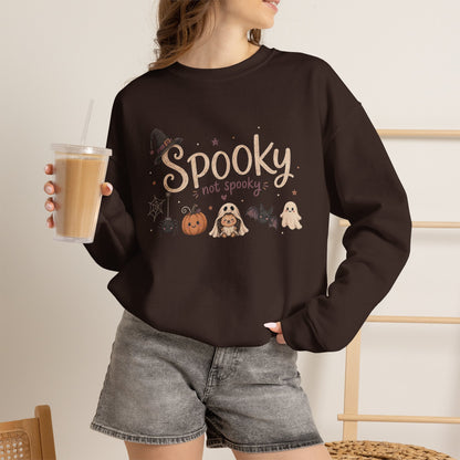 Spooky (Not Spooky) Halloween Crewneck Sweatshirt — Cute Ghosts & Pumpkin Graphic