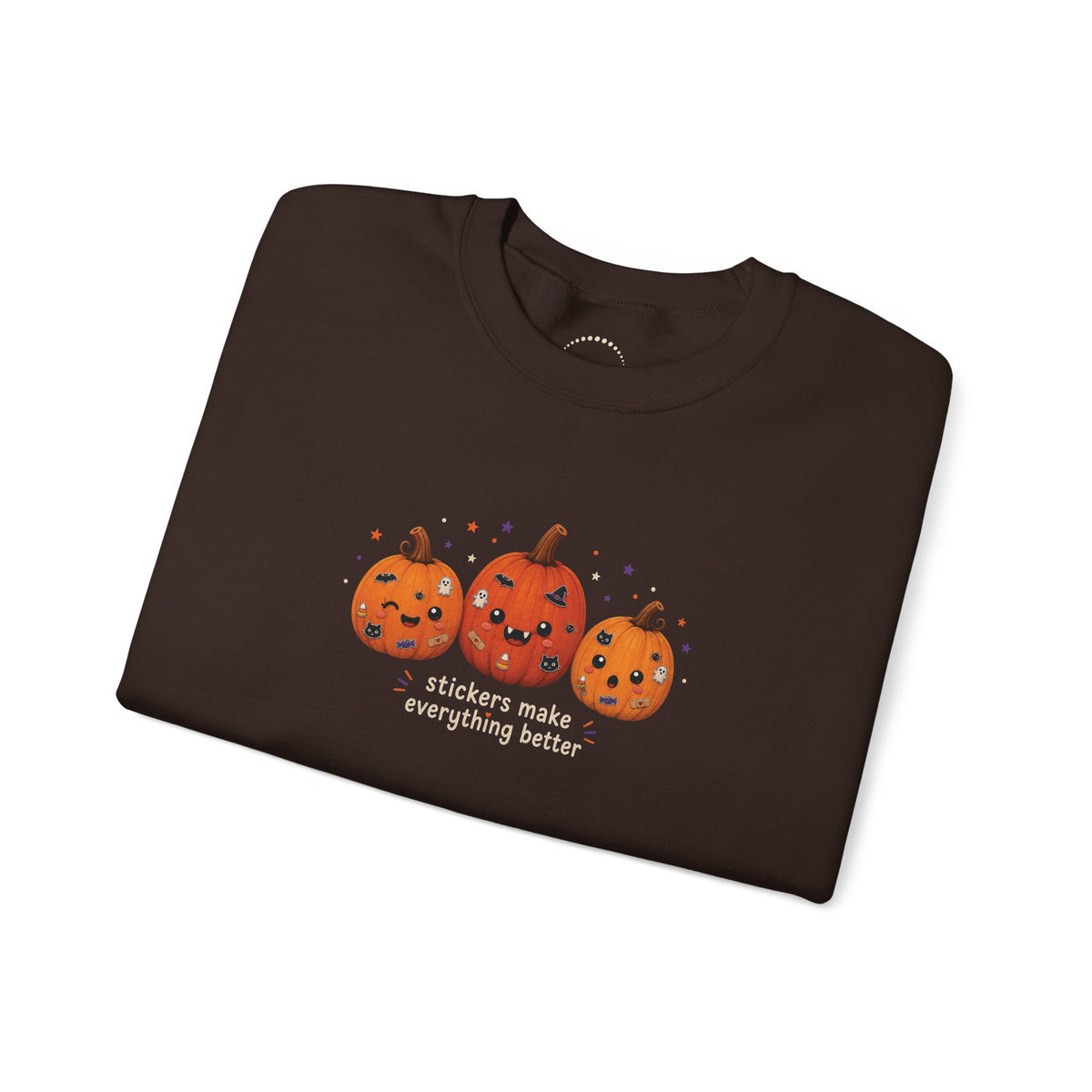 Pumpkin Trio Sweatshirt - 'Stickers Make Everything Better' Halloween Fun