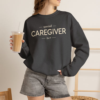 Caregiver Crewneck Sweatshirt — "Special Caregiver 24/7" Comfort Pullover