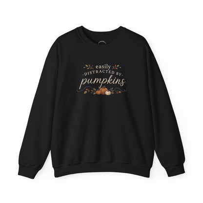 "Easily Distracted By Pumpkins" — Cozy Fall Pumpkin Sweatshirt