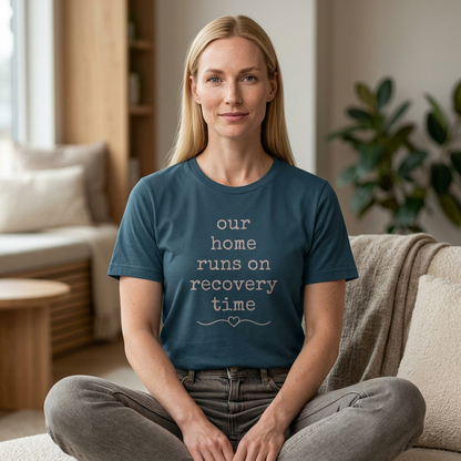 Recovery Time Tee — “our home runs on recovery time”