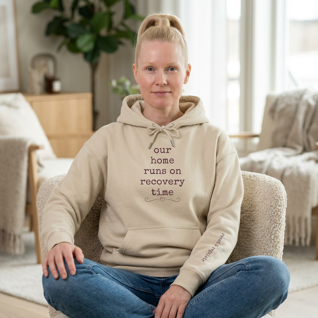 Recovery Time Hoodie — “our home runs on recovery time”  Validating Comfort