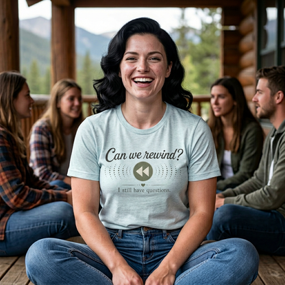 Can We Rewind? I Still Have Questions — Retro Rewind Graphic Tee