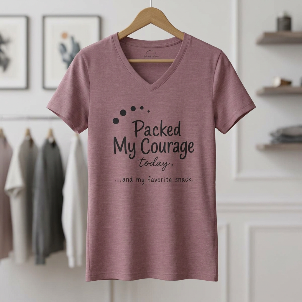 Packed My Courage Today Women’s V-Neck Tee — Humorous Inspirational Graphic