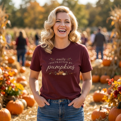 Easily Distracted by Pumpkins T-Shirt — Autumn Pumpkin Graphic Tee