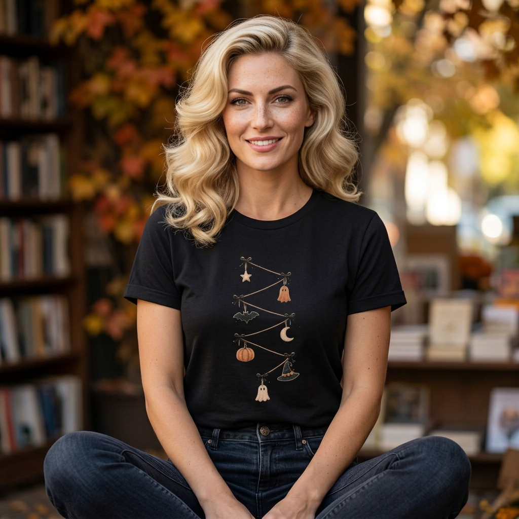 Halloween Garland Tee — Mini Charms Elevated Graphic T-Shirt