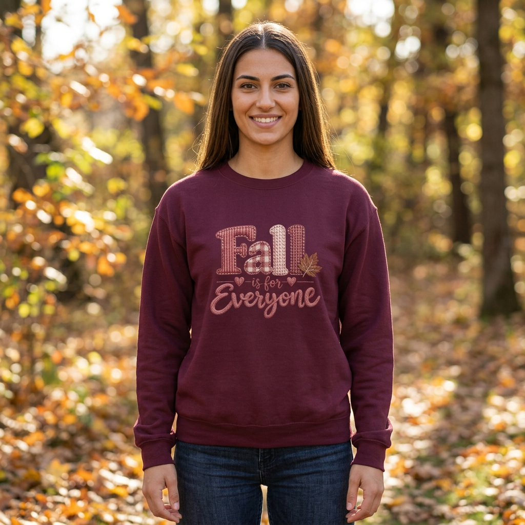 "Fall Is For Everyone " Faux-Embroidery Sensory Friendly Sweatshirt