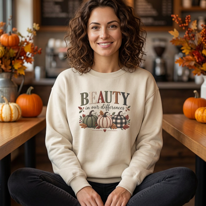 "Beauty in Our Differences" - Cozy Faux-Embroidery Autumn Sweatshirt