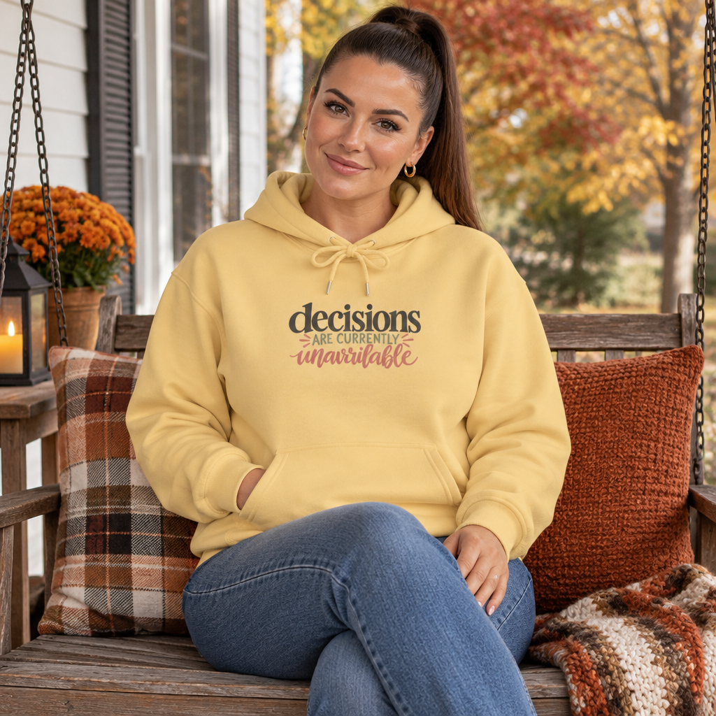 "Decisions Are Currently Unavailable" Graphic Midweight Fleece Hoodie