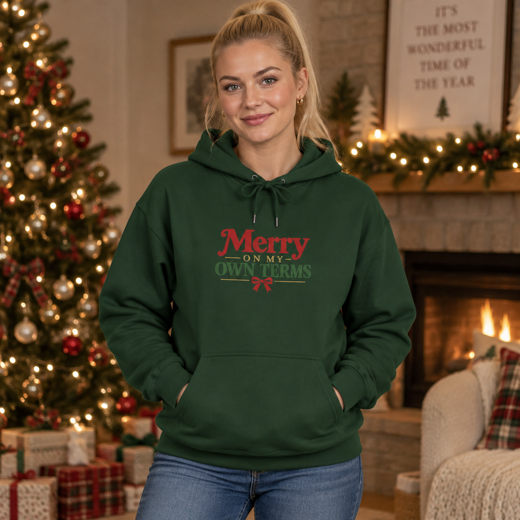 Merry on My Own Terms - Christmas Midweight Fleece Hoodie