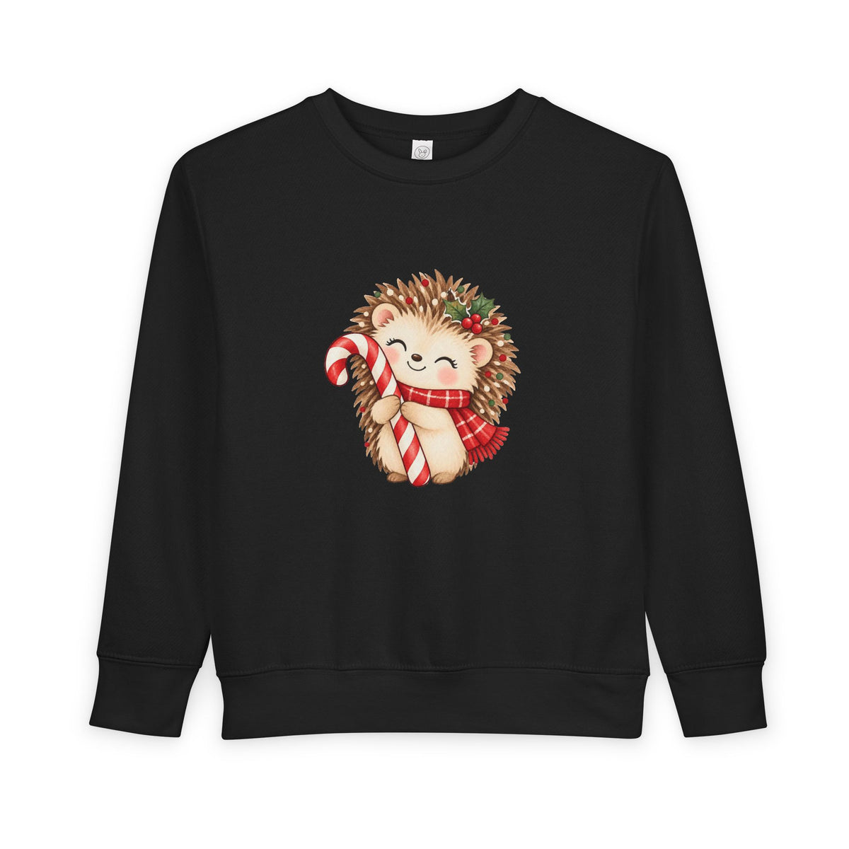 Toddler Sweatshirt - Cute Christmas Hedgehog with Candy Cane