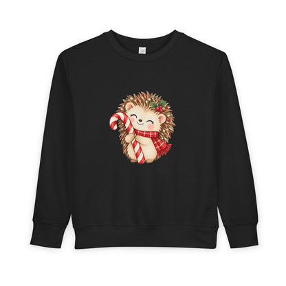 Toddler Sweatshirt - Cute Christmas Hedgehog with Candy Cane