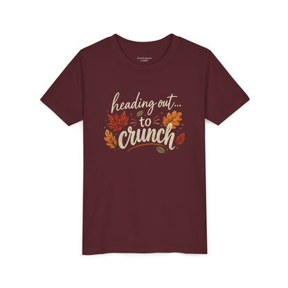 Youth Tee - 'Heading Out to Crunch' Fall Leaves Autumn Kids Shirt