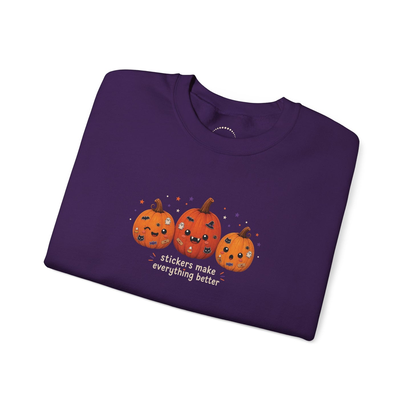 Pumpkin Trio Sweatshirt - 'Stickers Make Everything Better' Halloween Fun