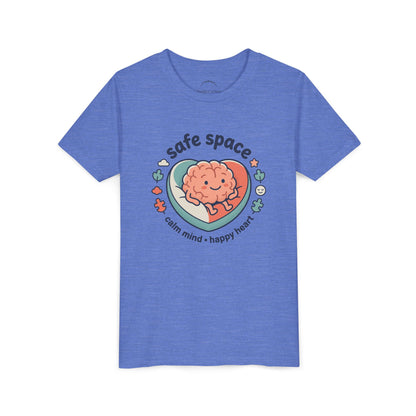 Youth Tee — Safe Space Calm Mind Happy Heart Soft Graphic
