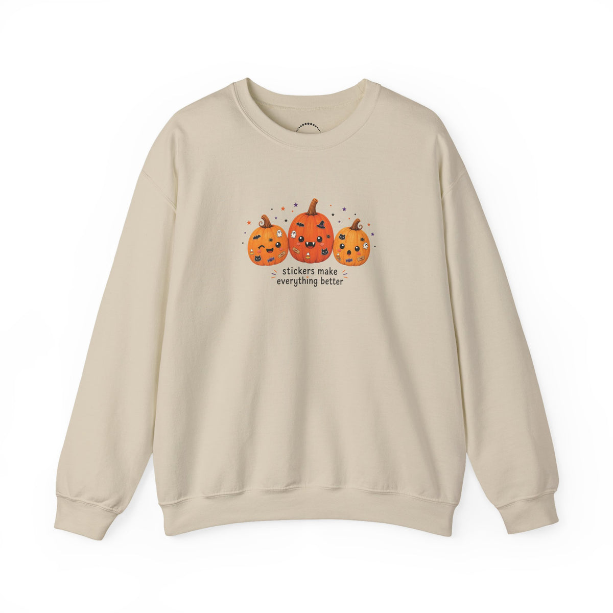Pumpkin Trio Sweatshirt - 'Stickers Make Everything Better' Halloween Fun