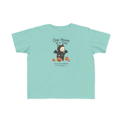 Toddler Tee — "One House at a Time" Cute Bat Halloween Shirt