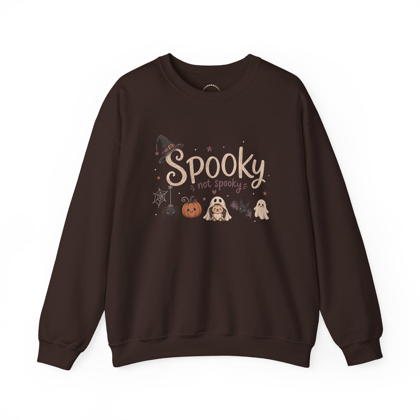 Spooky (Not Spooky) Halloween Crewneck Sweatshirt — Cute Ghosts & Pumpkin Graphic