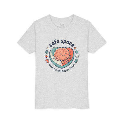 Youth Tee — Safe Space Calm Mind Happy Heart Soft Graphic