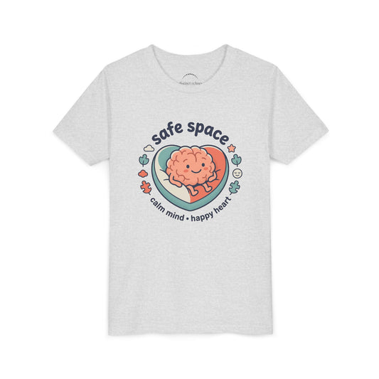 Youth Tee — Safe Space Calm Mind Happy Heart Soft Graphic