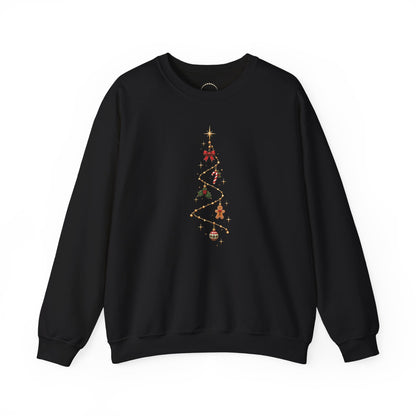Christmas Tree Sweatshirt - Glowing Garland Minimalist Ornaments