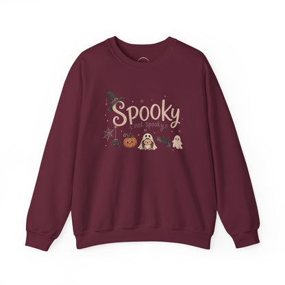 Spooky (Not Spooky) Halloween Crewneck Sweatshirt — Cute Ghosts & Pumpkin Graphic