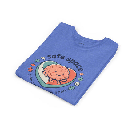 Youth Tee — Safe Space Calm Mind Happy Heart Soft Graphic