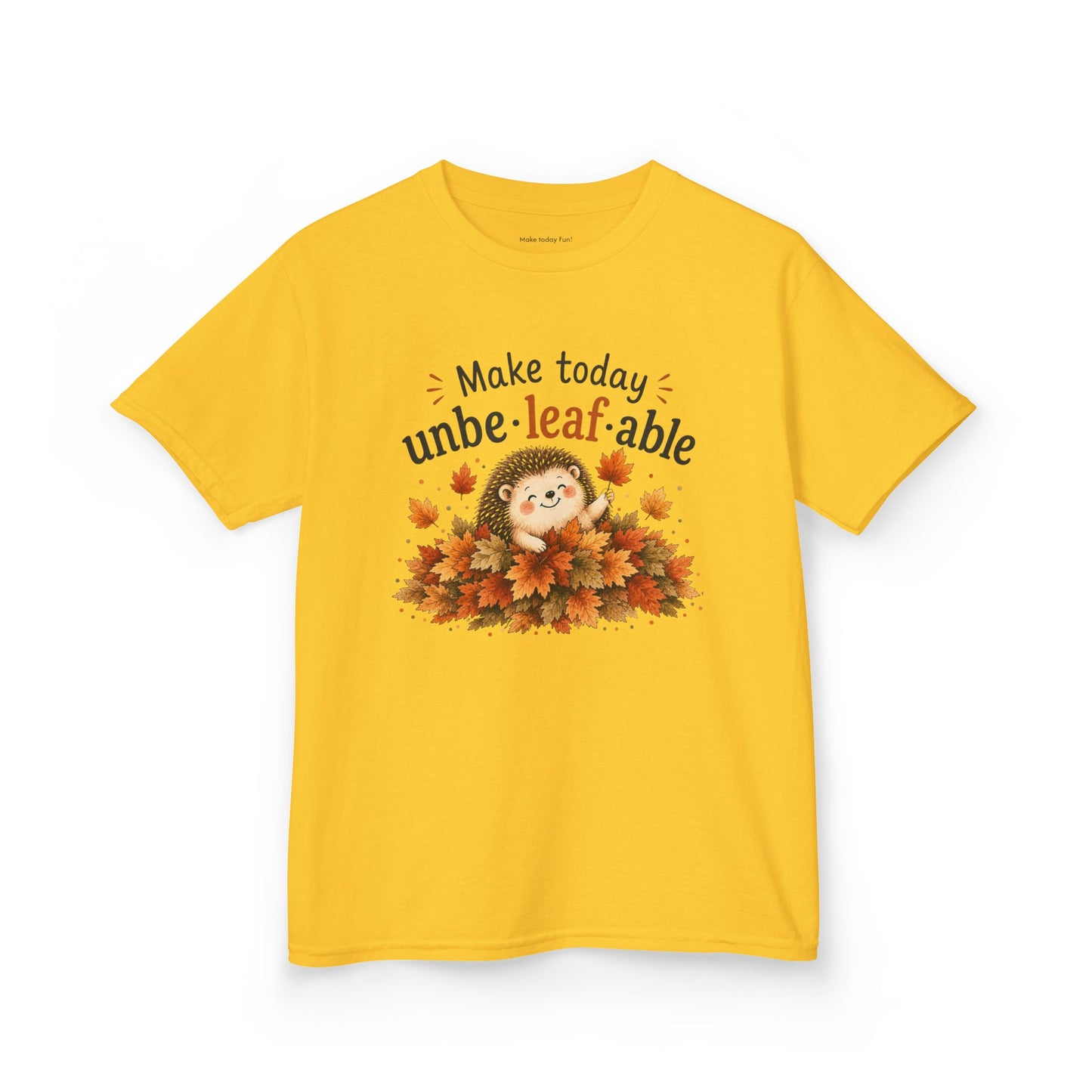 Youth Tee – "Make Today Unbe-leaf-able" Fall Hedgehog tshirt